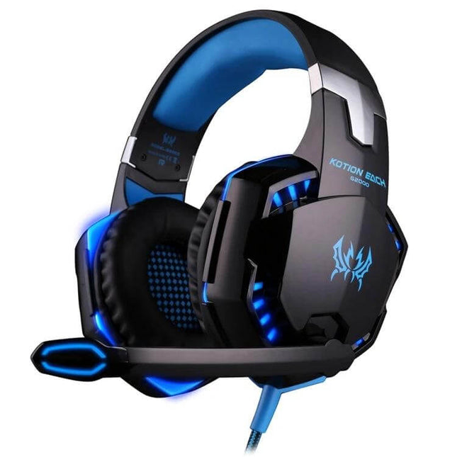 Kotion Each Over Ear PC Gaming Headphones White Red wired 50mm drivers braided cable one-key mic mute
