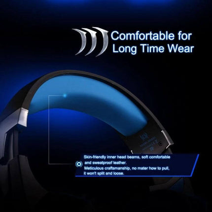 Kotion Each Over Ear PC Gaming Headphones White Red showing padded headband comfort for long time wear and sweatproof leather