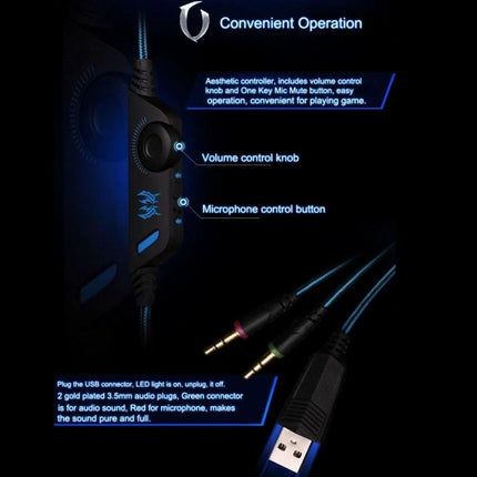 Kotion Each Over Ear PC Gaming Headphones White Red wired braided cable inline volume knob mic mute USB and dual 3.5mm