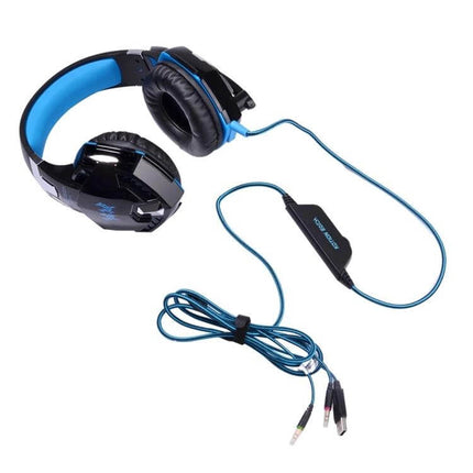 Kotion Each Over Ear PC Gaming Headphones White Red with braided cable, 50mm drivers, leather earmuffs, inline volume