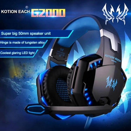 Kotion Each Over Ear PC Gaming Headphones White Red with 50mm drivers braided cable and in-line mic mute