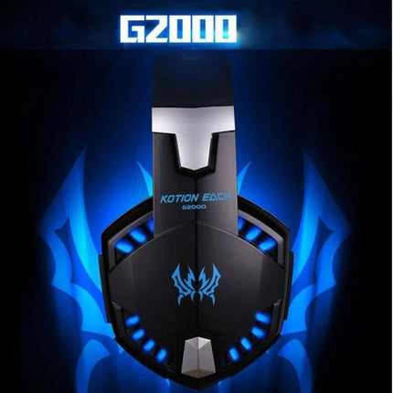Kotion Each Over Ear PC Gaming Headphones White Red with 50mm drivers braided cable inline volume mic mute