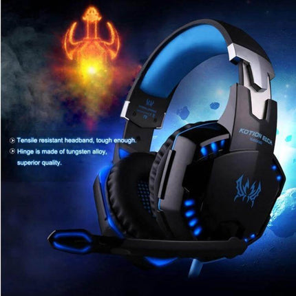 Kotion Each Over Ear PC Gaming Headphones White Red with 50mm drivers braided cable and inline mic mute