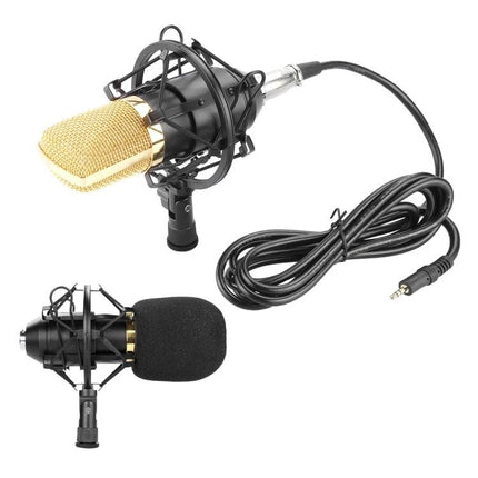 Fifine Microphone for Daily Home Recording and Broadcasting – gold condenser mic with shock mount and cable ideal for podcasting and desktop recording