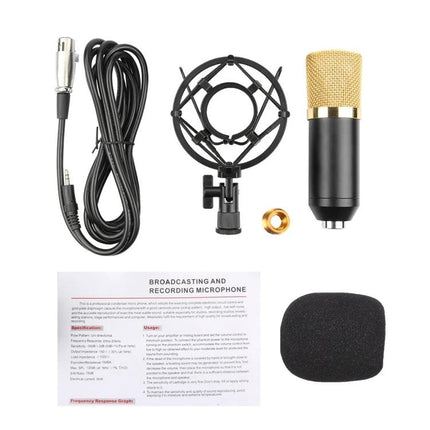 Fifine Microphone for Daily Home Recording and Broadcasting - condenser mic kit with cable, shock mount, windscreen, and manual