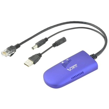 VONETS Mini WiFi Repeater for Extending Home Network Signals - compact purple USB repeater with Ethernet and power cables