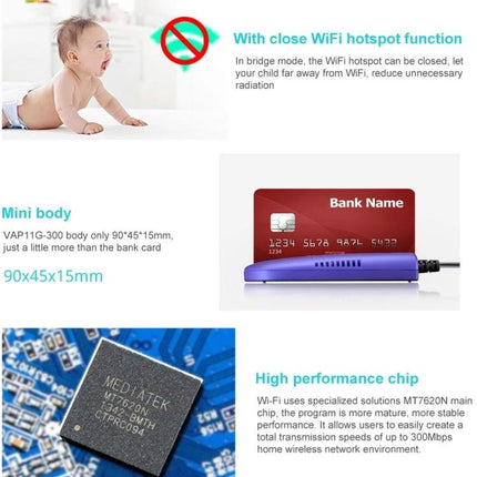 VONETS Mini WiFi Repeater for Extending Home Network Signals compact 300Mbps mini body with high performance chip and child-safe hotspot option