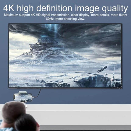 Versatile USB-C to HDMI Adapter for Screen Mirroring and Charging showing phone mirrored to 4K TV during family viewing