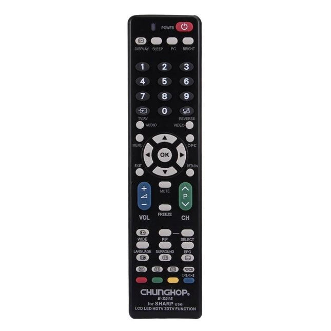 Chunghop Universal Remote for Sharp LED and LCD TVs - black replacement remote with numeric pad, navigation wheel, volume and channel buttons
