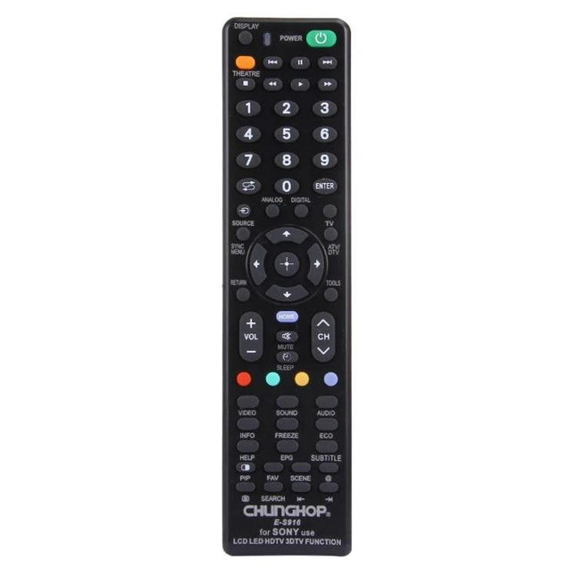 Chunghop Universal Remote for Sony LED and LCD TVs Control - black full-size replacement remote with numeric keypad and navigation buttons