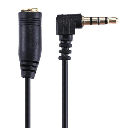 3.5mm Audio Extension Cable for Headsets, 20cm Black Cable – compact black 20cm extension with right-angle 3.5mm male and female connectors