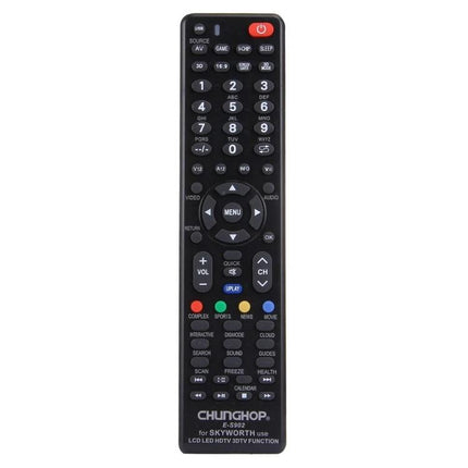 Chunghop Universal Remote Controller for Skyworth LED Televisions - black replacement remote with numeric keys and menu navigation