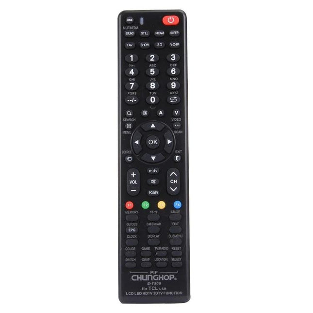 CHUNGHOP Universal Remote Controller for TCL LED TVs - black replacement remote with numeric pad, directional OK button and volume/channel controls