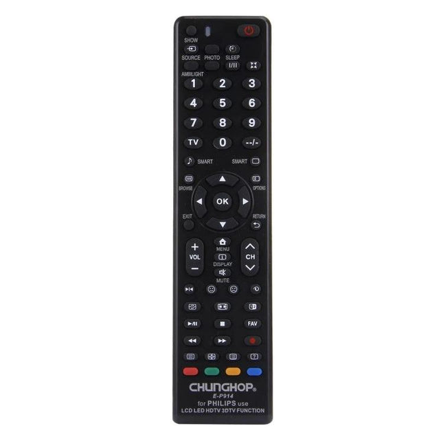 CHUNGHOP Universal Remote Controller for Philips Television Sets - black universal remote with numeric pad, navigation keys and color buttons