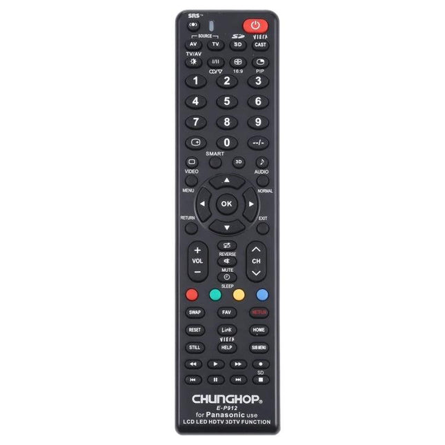 ChungHop Universal Remote for Panasonic LED and LCD TVs - black full-size replacement remote with numeric pad and navigation buttons