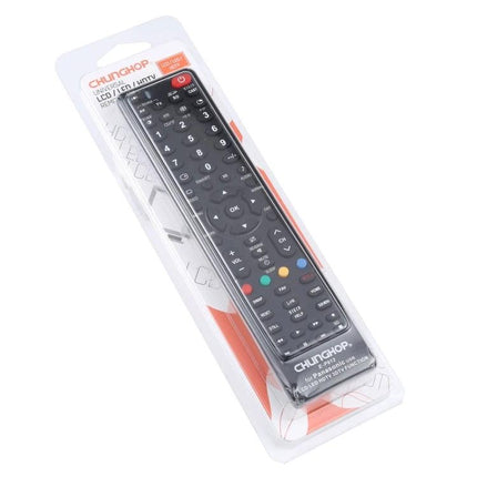 ChungHop Universal Remote for Panasonic LED and LCD TVs in clear retail packaging showing full button layout