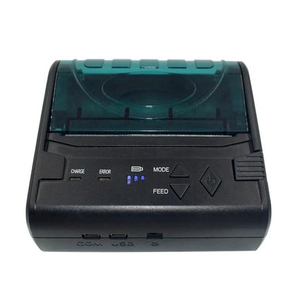 Portable Thermal Bluetooth Printer for Receipts and Tickets compact black mobile receipt and ticket printer with buttons and translucent cover