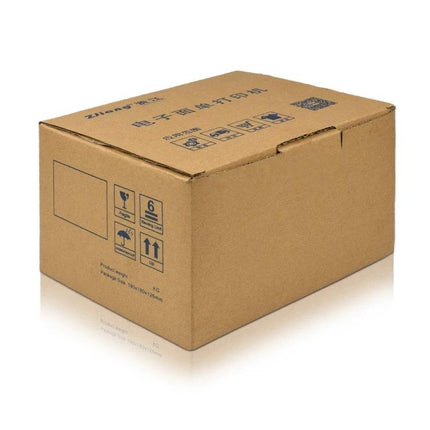 Portable Bluetooth Thermal Ticket Printer with Holder in plain brown shipping box, packaged for retail delivery