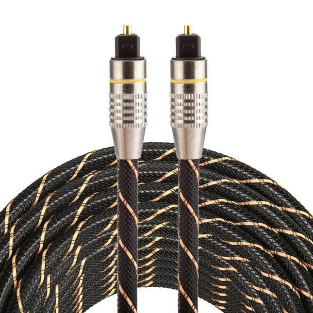 10-Meter Toslink Optical Audio Cable for Digital Connections black braided cable with gold-plated connectors for clear digital audio