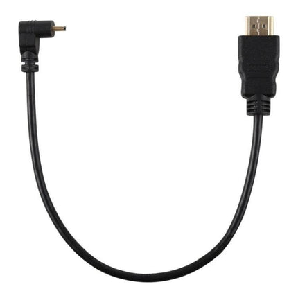 30cm HDMI to Micro HDMI Cable for Camera Connections - black right-angle micro HDMI to standard HDMI cable for connecting cameras to TVs