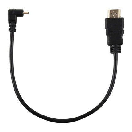 30cm HDMI to Micro HDMI Cable for Camera Device Connections – compact black cable with right-angle micro HDMI and standard HDMI connectors for cameras to TVs