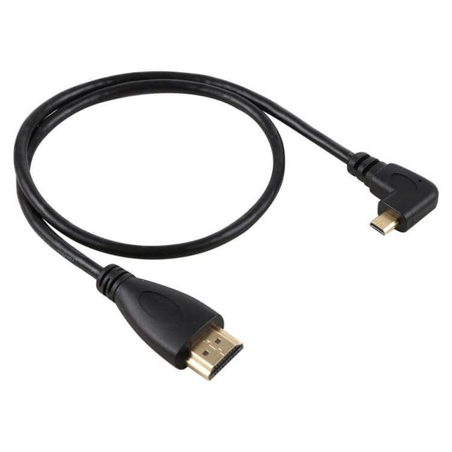 50cm Right-Angled HDMI to Micro HDMI Cable for Devices with gold-plated connectors and right-angled micro HDMI end