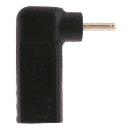 2.5mm Male to USB-C Female Elbow Adapter for Laptops and Devices black right-angle 2.5mm plug to USB-C female charging adapter