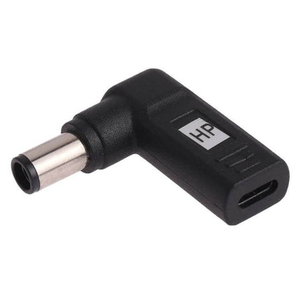 Portable Elbow USB-C to HP Laptop Charging Adapter - compact Type-C female to 7.4x5.0mm male elbow charger connector for travel