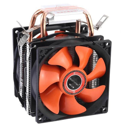 CoolAge Double Fan CPU Heatsink for Desktop Overheating Protection orange dual-fan tower cooler for gaming PCs