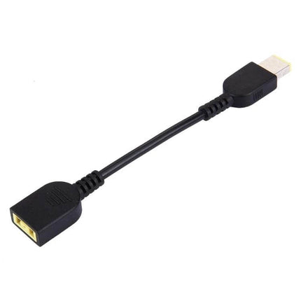 Lenovo Laptop Power Adapter Cable with Big Square Interface shown as short black extension cable for first-generation Lenovo laptops