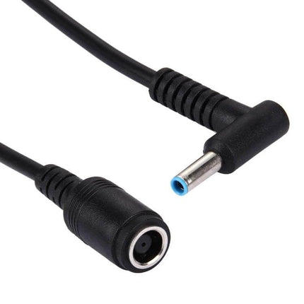 Bent Power Adapter Cable for Laptop Charging, 10cm Length – black right-angle male to female connector for compact laptop charging