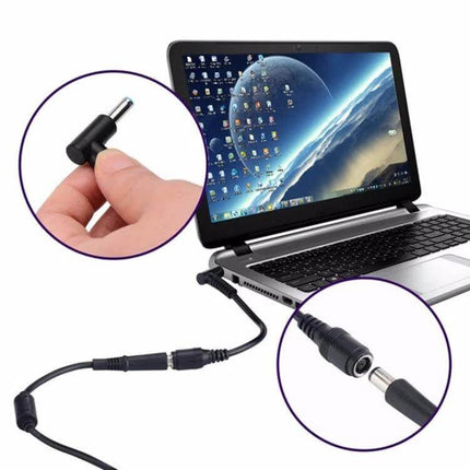 Bent Power Adapter Cable for Laptop Charging, 10cm Length - compact right-angle laptop charging adapter cable for tight desk or travel setups