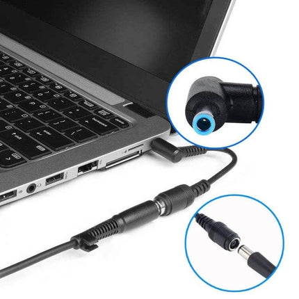 Compact Adapter Cable for Laptop Power Charging Needs connecting bent 4.5x3.0mm male to female plug for travel and mismatched chargers