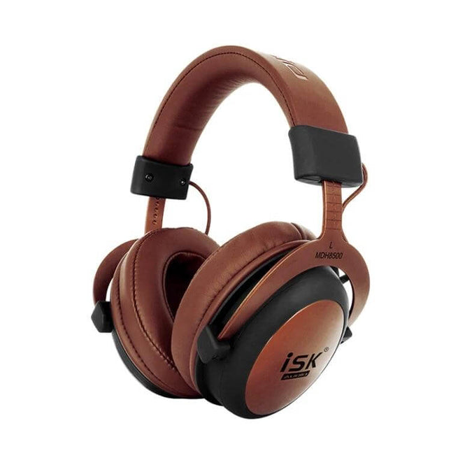ISK Wired Studio Headphones Closed Over Ear For Monitoring brown closed-back over-ear headphones for studio tracking
