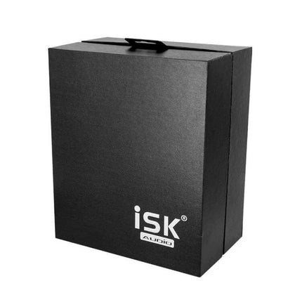 Alt Tag: ISK Wired Studio Headphones Closed Over Ear For Monitoring black packaging box for studio headphones