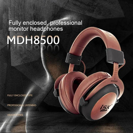 ISK Wired Studio Headphones Closed Over Ear For Monitoring brown closed-back studio headphones for mixing and tracking