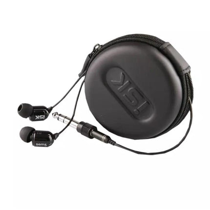 ISK Wired In Ear Earphones For Commuting And Calls black SEM5 with 3m cable, 3.5mm plug, 6.3mm adapter and zip case