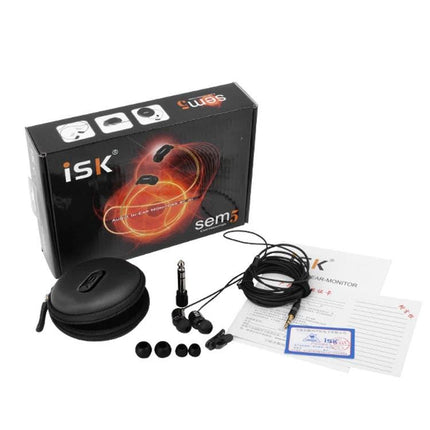 ISK Wired In Ear Earphones For Commuting And Calls - SEM5 wired 3.5mm in-ear monitor with 3m cable and 6.3mm adapter