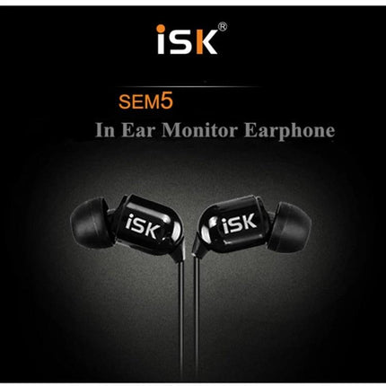 ISK Wired In Ear Earphones For Commuting And Calls SEM5 black wired in-ear monitors with 3m cable and 6.3mm adapter