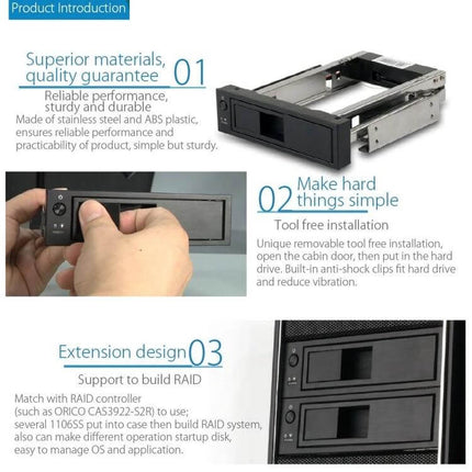 ORICO Enclosure for 3.5 Inch Internal Hard Drives in Optical Bays - tool-free installation and RAID support for desktop PCs