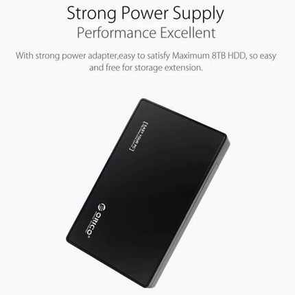 ORICO Enclosure for 2.5 and 3.5 Inch HDD Storage and Backup – black USB 3.0 external SATA enclosure for quick file transfers and backups