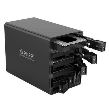 Orico 5-Bay Aluminum Enclosure for 3.5 Inch HDD and SSD Storage with five hot-swap trays, USB 3.0 external storage hub