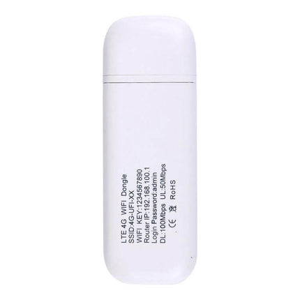 4G WiFi Wireless USB Modem for Portable Internet Access - white LTE USB dongle for laptop, plug-and-play portable internet