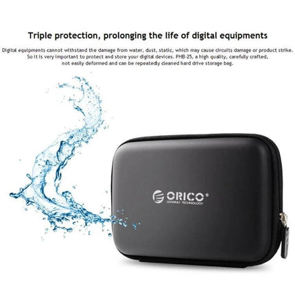 ORICO Protective Case for 2.5 Inch Hard Drives - black water-resistant zippered hard drive storage pouch