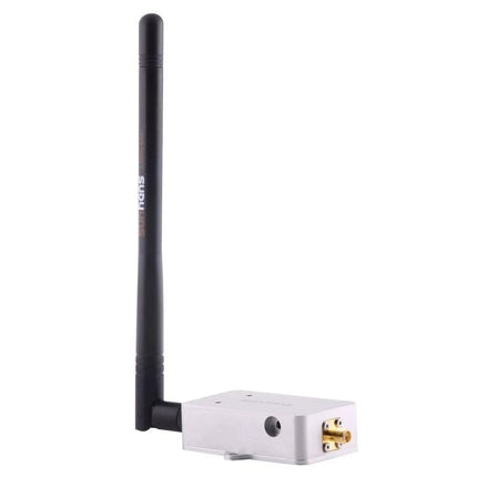 Sunhans 5.8GHz WiFi Signal Booster for Home Coverage Extension - black external antenna and compact metal booster unit for home network range