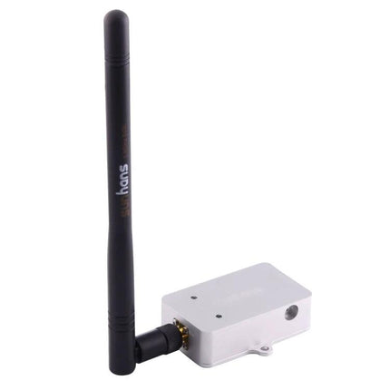 Sunhans 5.8GHz WiFi Signal Booster for Home Coverage Extension - compact white booster with black external antenna for extending home WiFi range
