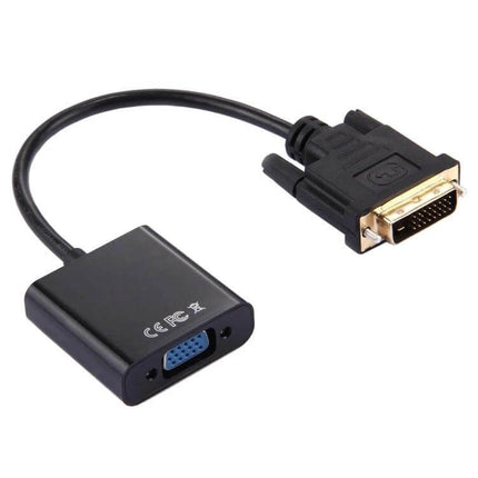 DVI-D to VGA Adapter for Monitors and TVs - black compact adapter cable connecting DVI-D plug to VGA female port for home office displays