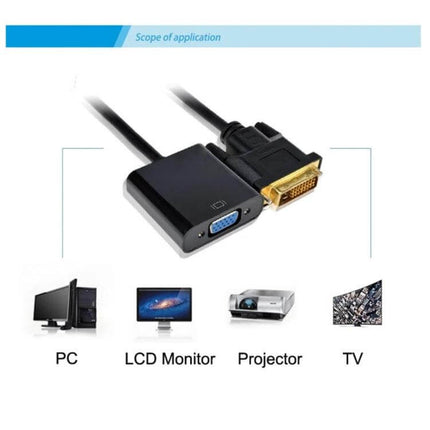 DVI-D to VGA Adapter for Monitors and TVs connecting DVI-D source to VGA monitor, projector, or TV in home office setups