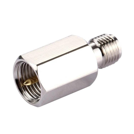 FME to SMA Female Adapter for Antenna Connections - nickel-plated adapter connecting FME male to SMA female for ham radio and WiFi equipment