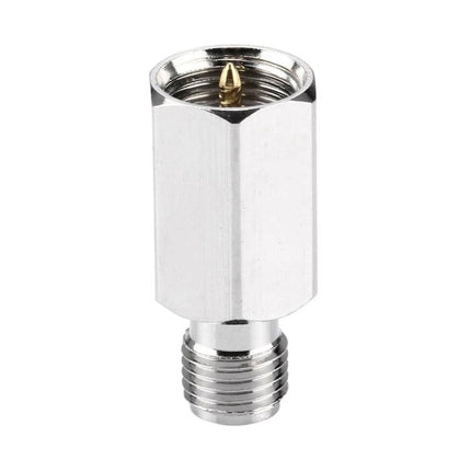 FME to SMA Female Adapter for Antenna Connections metal adapter showing FME female to SMA female threaded connector